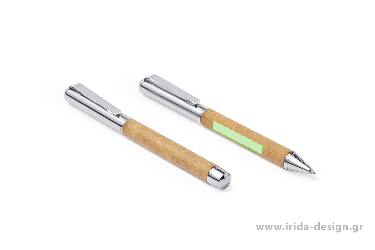 Σετ Γραφής με Στυλό Ball Pen και Roller από Ανακυκλωμένο Δέρμα και Μέταλλο