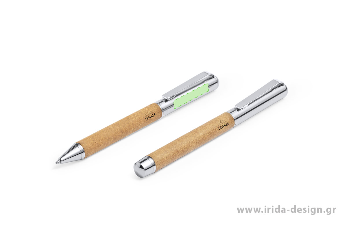 Σετ Γραφής με Στυλό Ball Pen και Roller από Ανακυκλωμένο Δέρμα και Μέταλλο