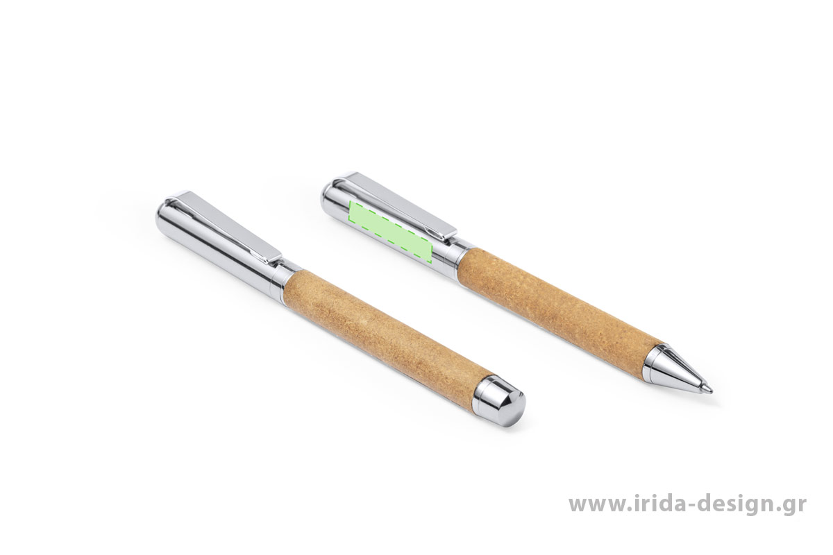Σετ Γραφής με Στυλό Ball Pen και Roller από Ανακυκλωμένο Δέρμα και Μέταλλο