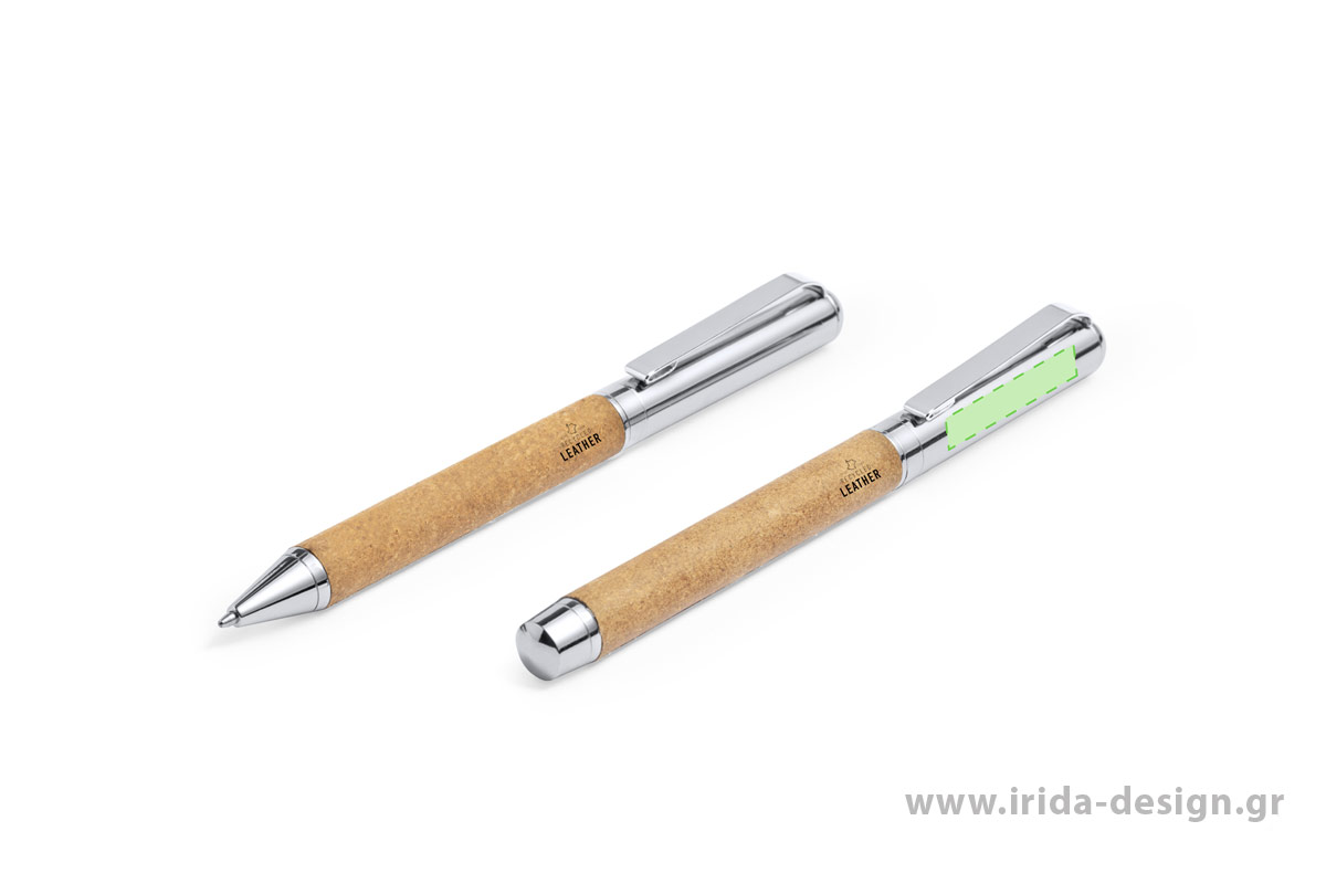 Σετ Γραφής με Στυλό Ball Pen και Roller από Ανακυκλωμένο Δέρμα και Μέταλλο