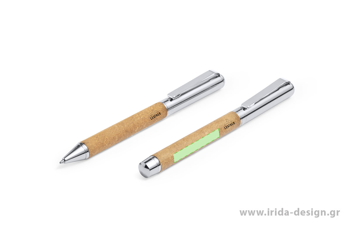Σετ Γραφής με Στυλό Ball Pen και Roller από Ανακυκλωμένο Δέρμα και Μέταλλο