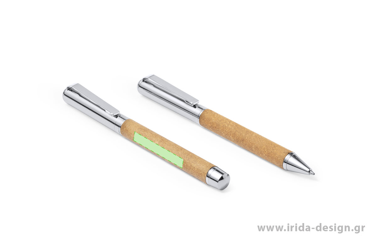 Σετ Γραφής με Στυλό Ball Pen και Roller από Ανακυκλωμένο Δέρμα και Μέταλλο