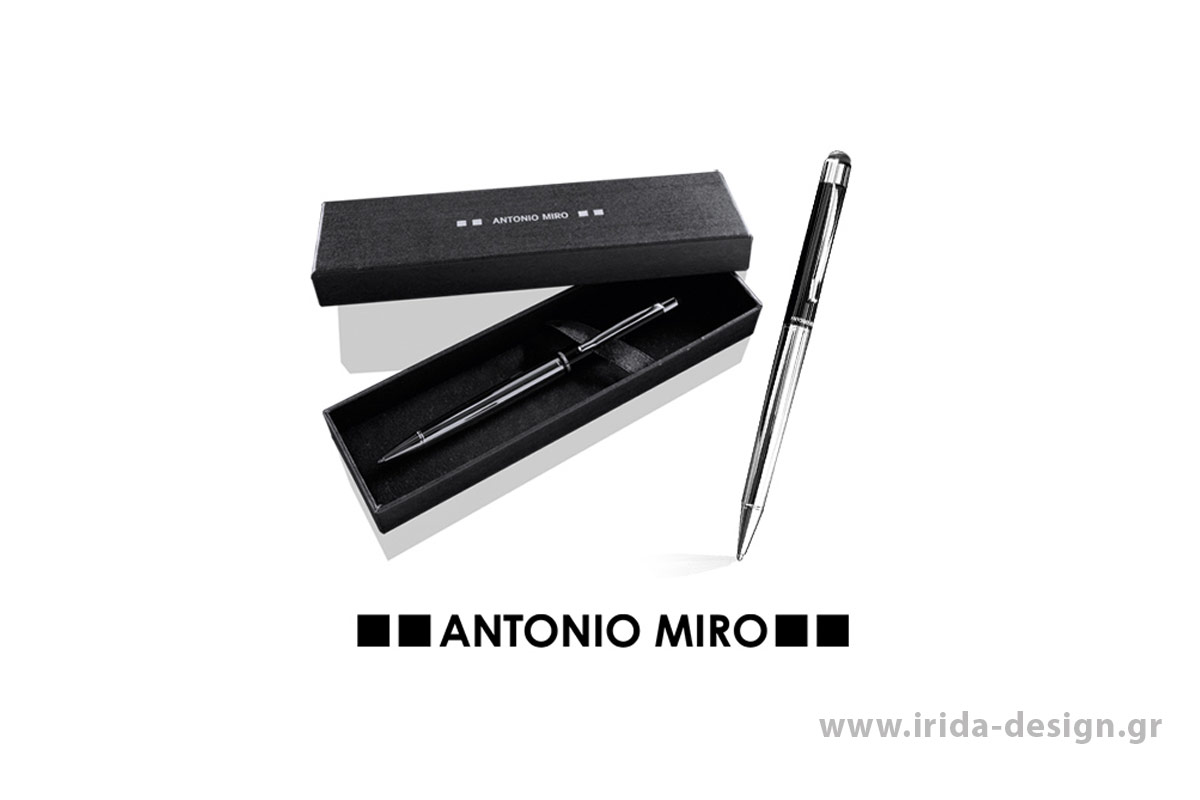 Στυλό–Pointer Antonio Miró με Περιστροφικό Μηχανισμό σε Μαύρο και Ασημί Χρώμα