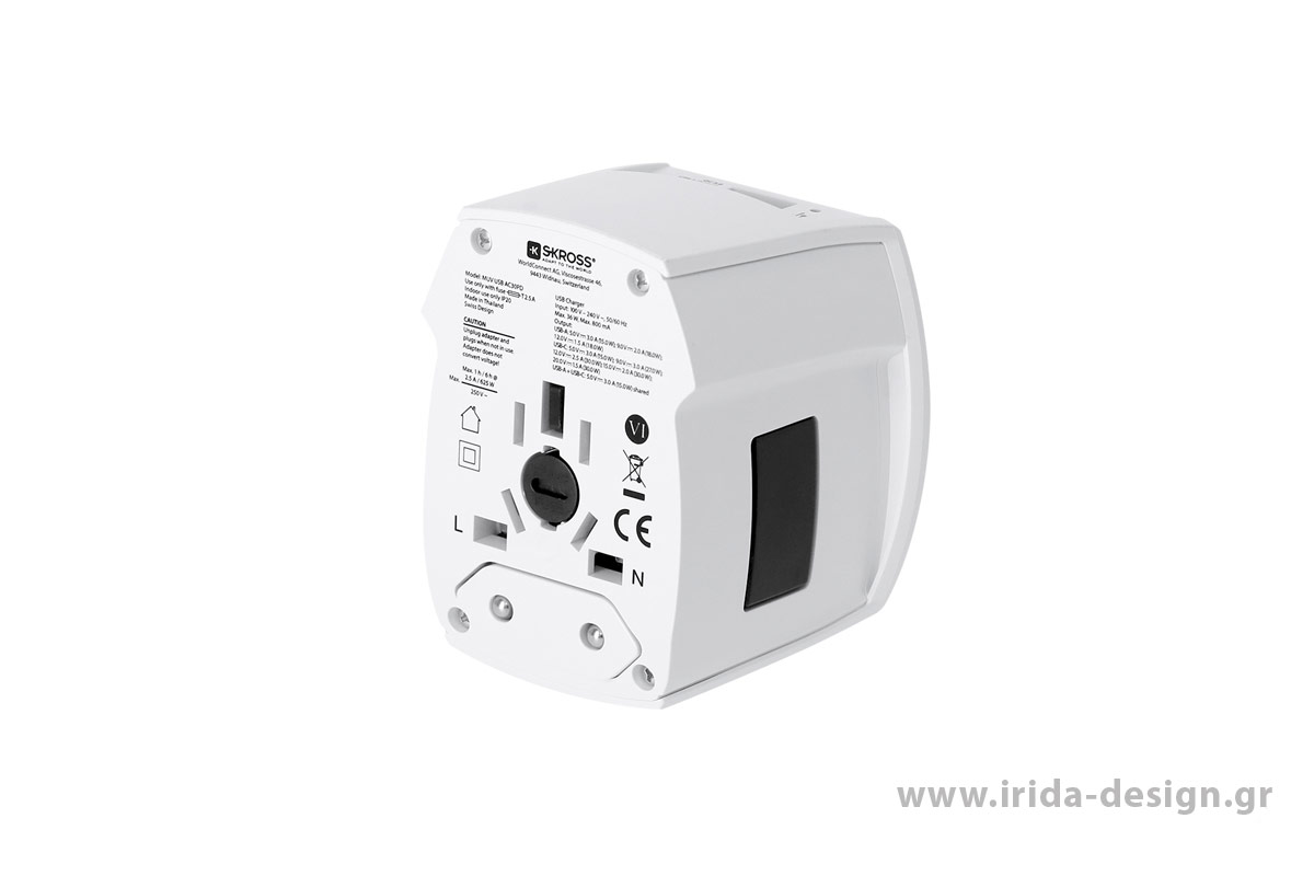 Παγκόσμιος Αντάπτορας Ταξιδίου SKROSS με USB & Type-C