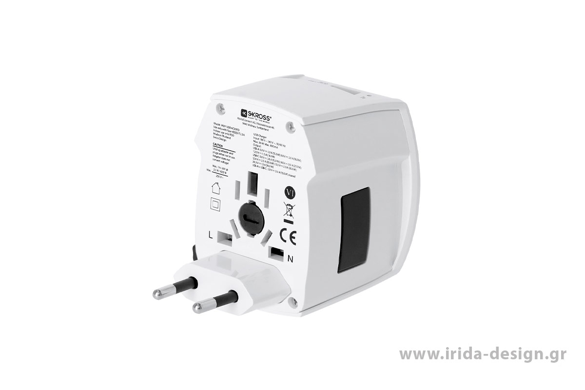Παγκόσμιος Αντάπτορας Ταξιδίου SKROSS με USB & Type-C