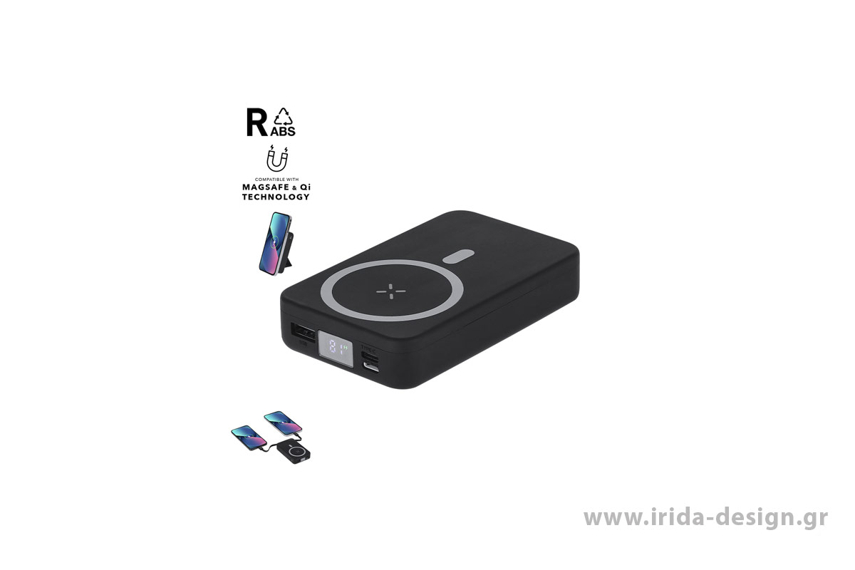 Μαγνητικό Ασύρματο Power Bank 10.000 mAh 15W από Ανακυκλωμένο ABS με Βάση