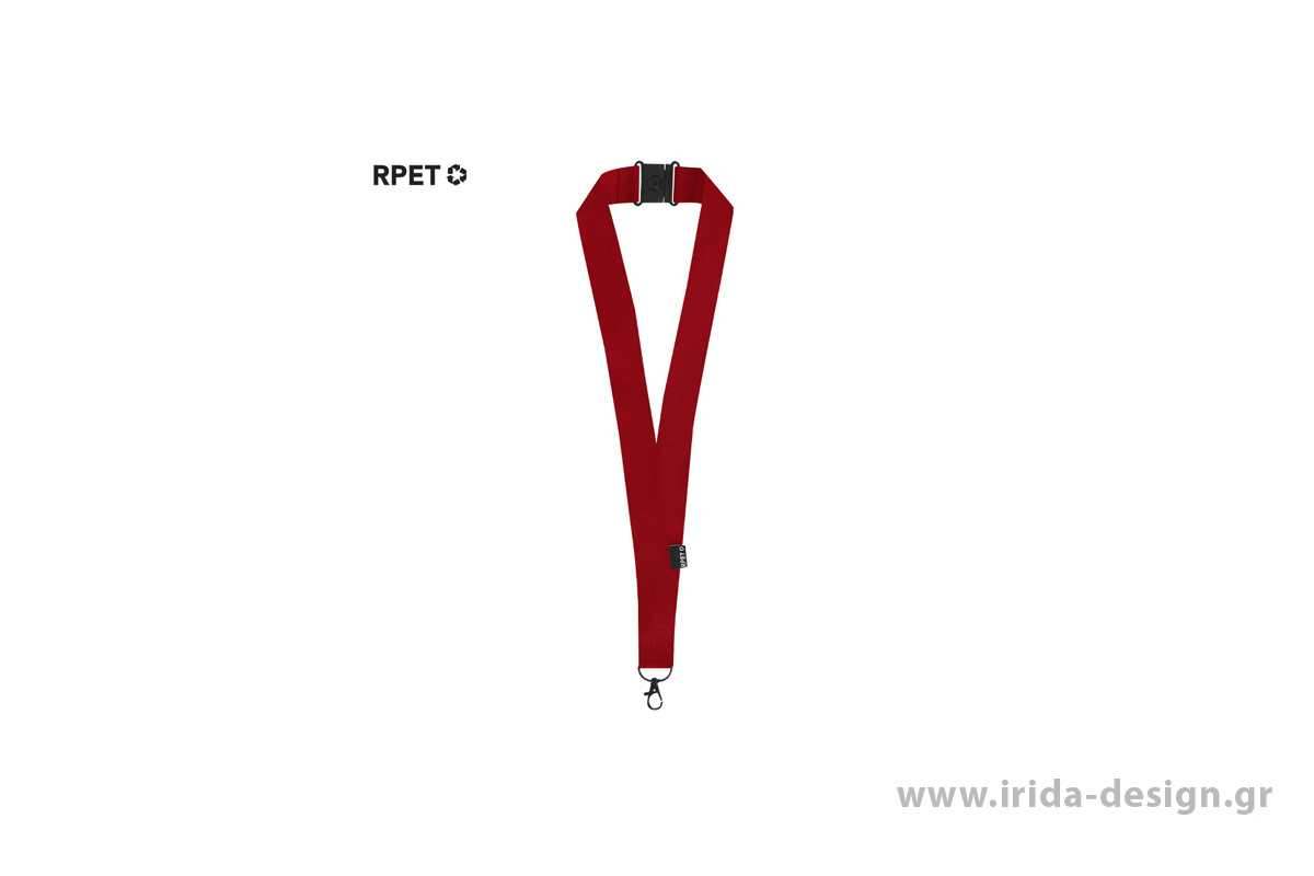 Lanyard από RPET Πολυεστέρα με Περιστρεφόμενο Μεταλλικό Καραμπίνερ & Κούμπωμα Ασφαλείας