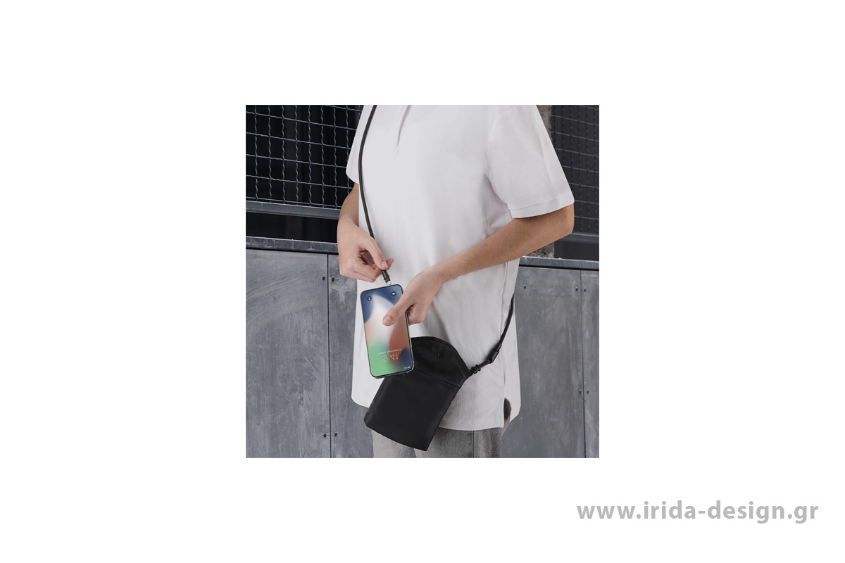 Τσαντάκι Χιαστί από RPET με Προστασία RFID & Καλώδιο Φόρτισης Type-C 60W
