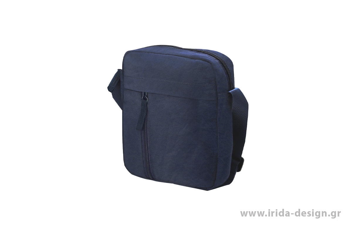 Τσαντάκι Ώμου Χιαστί από Soft Nylon με Κεντρική Θήκη & Κάθετες Μπροστινές Τσέπες με Φερμουάρ