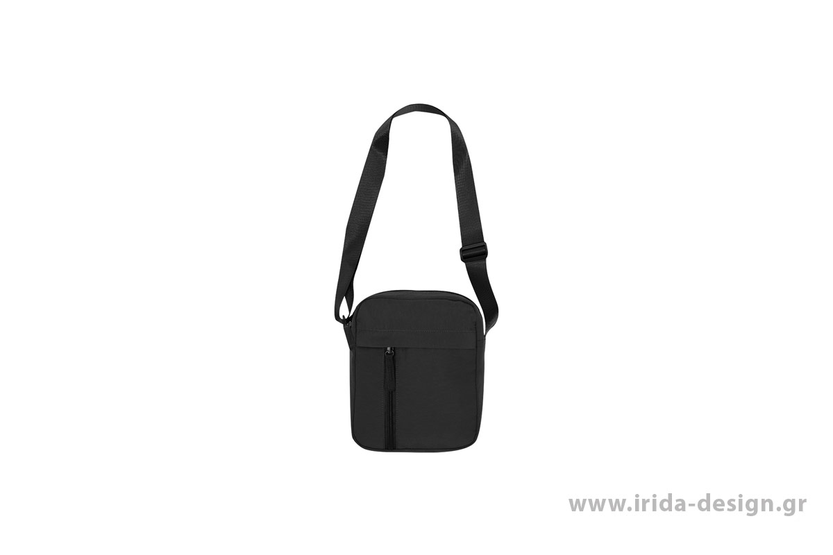 Τσαντάκι Ώμου Χιαστί από Soft Nylon με Κεντρική Θήκη & Κάθετες Μπροστινές Τσέπες με Φερμουάρ