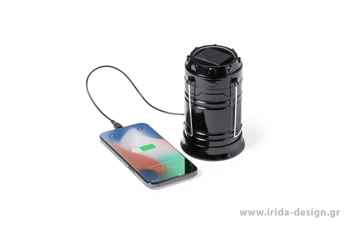 Ηλιακή Επαναφορτιζόμενη Λάμπα Φακός Powerbank Κάμπινγκ