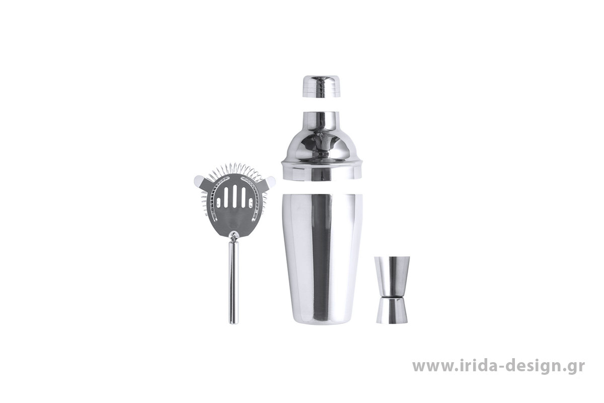 Σετ Cocktail από Ανοξείδωτο Ατσάλι με Shaker 550ml και 3 Αξεσουάρ