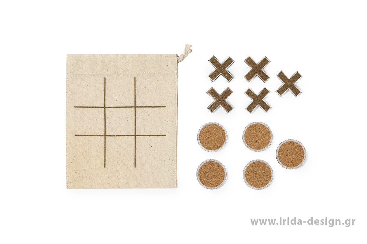 Παιχνίδι Τρίλιζα (Tic-tac-toe) από Φελλό σε Βαμβακερή Θήκη