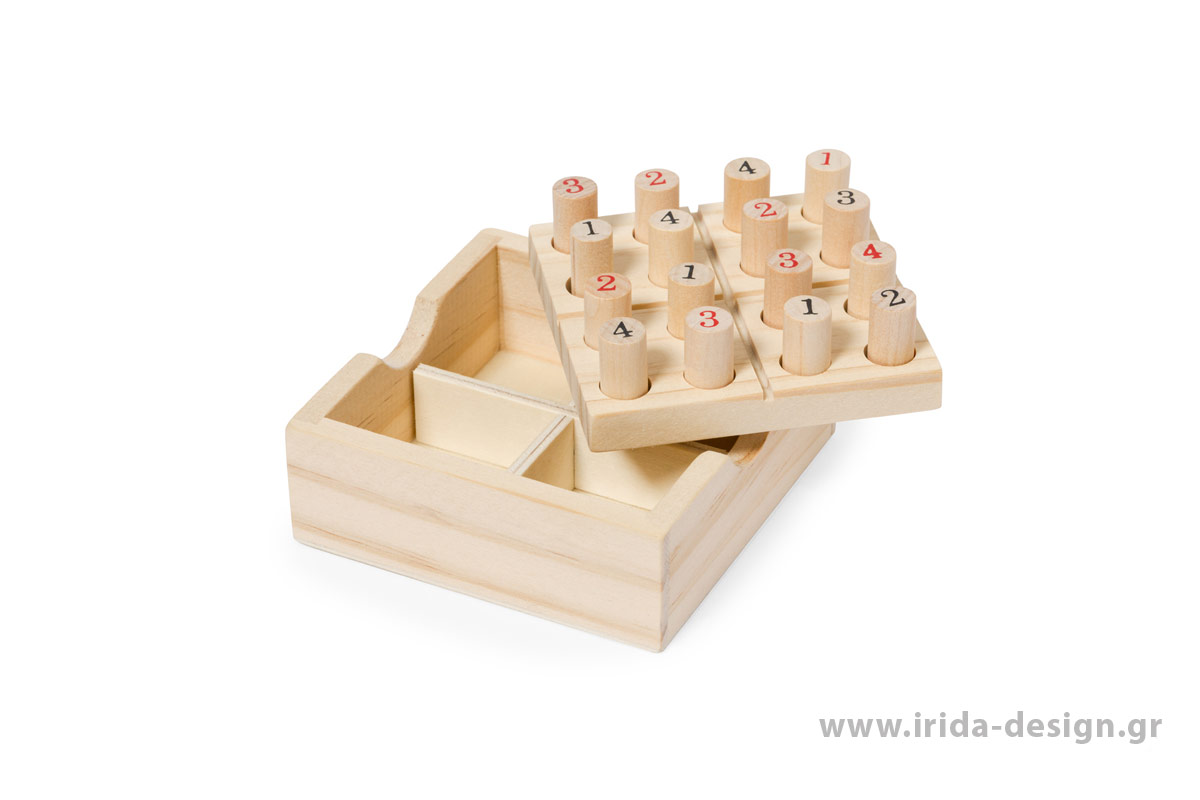 Ξύλινο Παιχνίδι Δεξιοτήτων Sudoku με 16 Κομμάτια