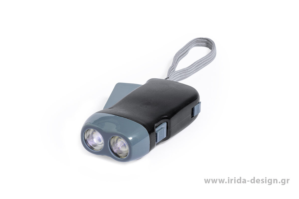φακός 2 LED με χειροκίνητη φόρτιση δυναμό