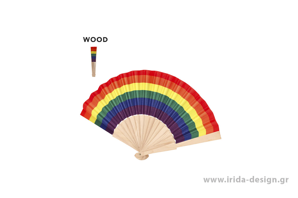 ξύλινη βεντάλια rainbow