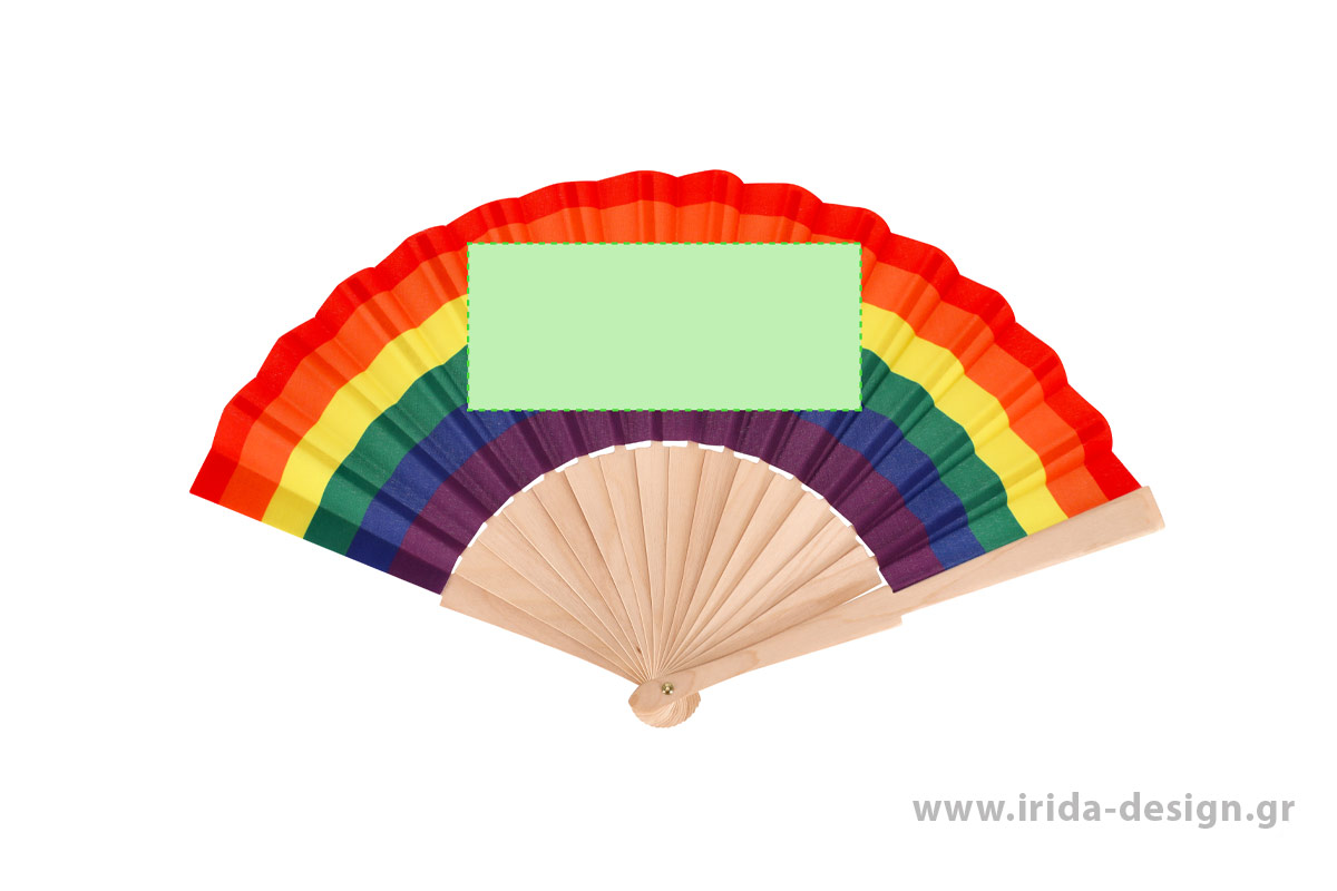 Ξύλινη Βεντάλια Rainbow με Πολύχρωμο Ύφασμα