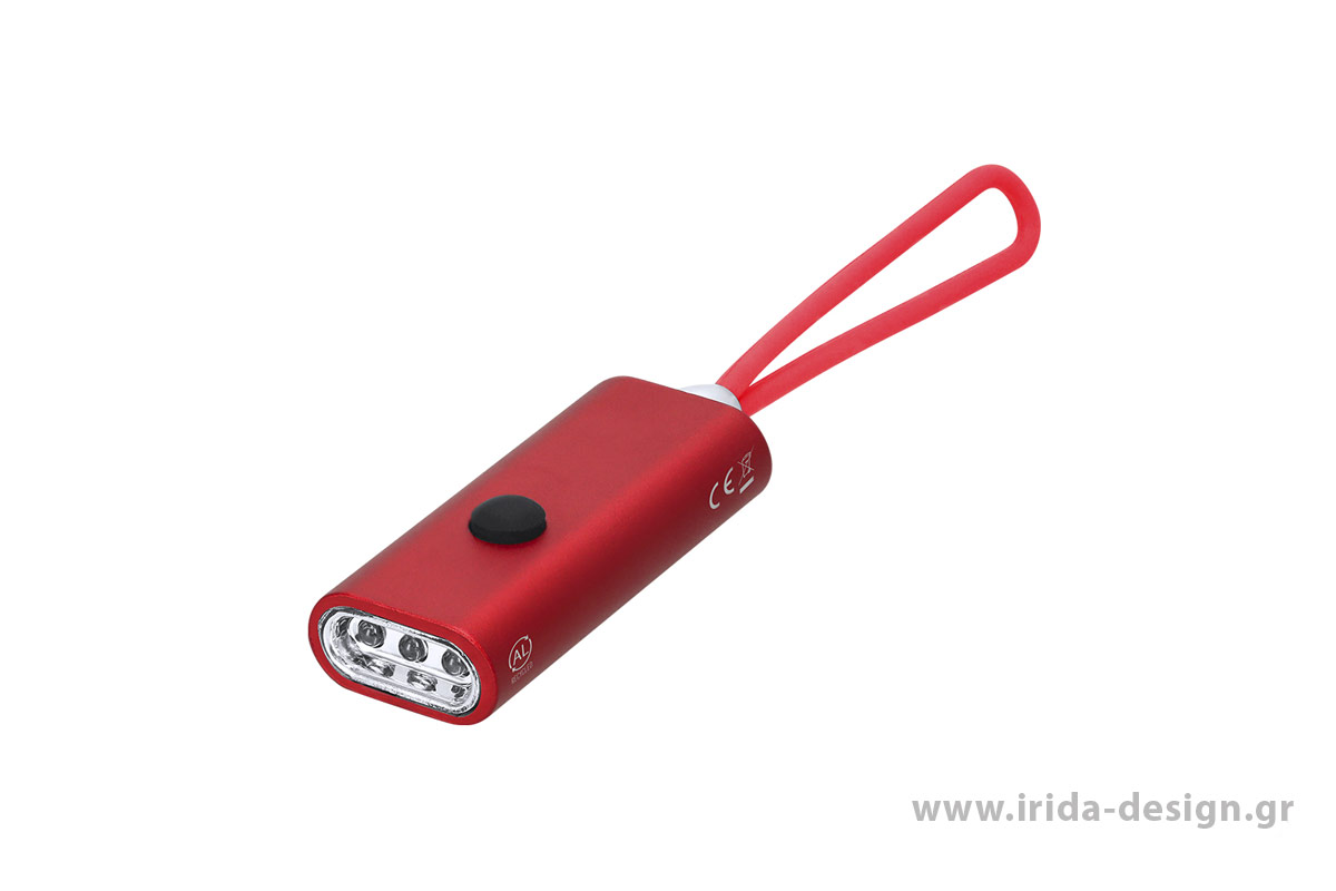 Φακός 3 LED από Ανακυκλωμένο Αλουμίνιο με Λουράκι Σιλικόνης