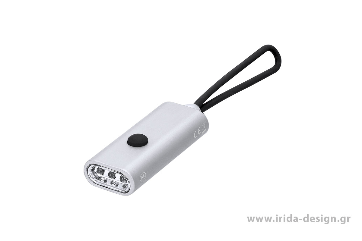 Φακός 3 LED από Ανακυκλωμένο Αλουμίνιο με Λουράκι Σιλικόνης