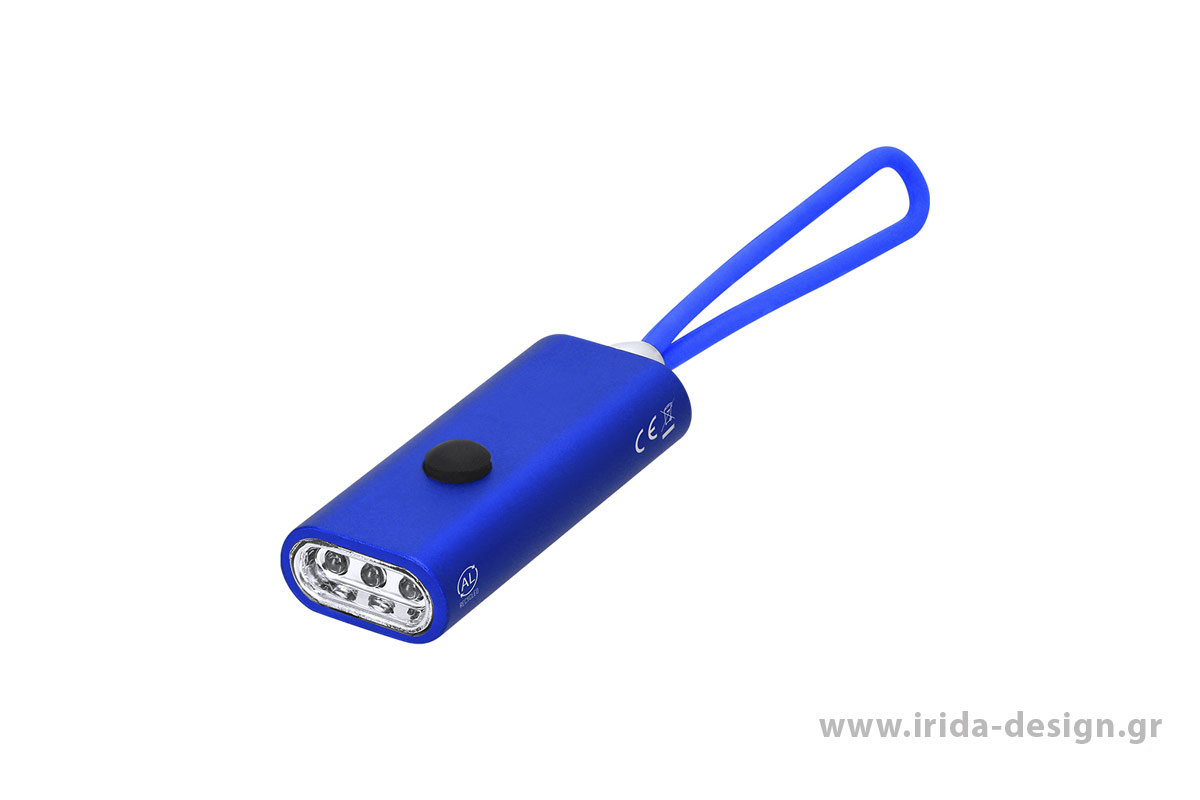 Φακός 3 LED από Ανακυκλωμένο Αλουμίνιο με Λουράκι Σιλικόνης